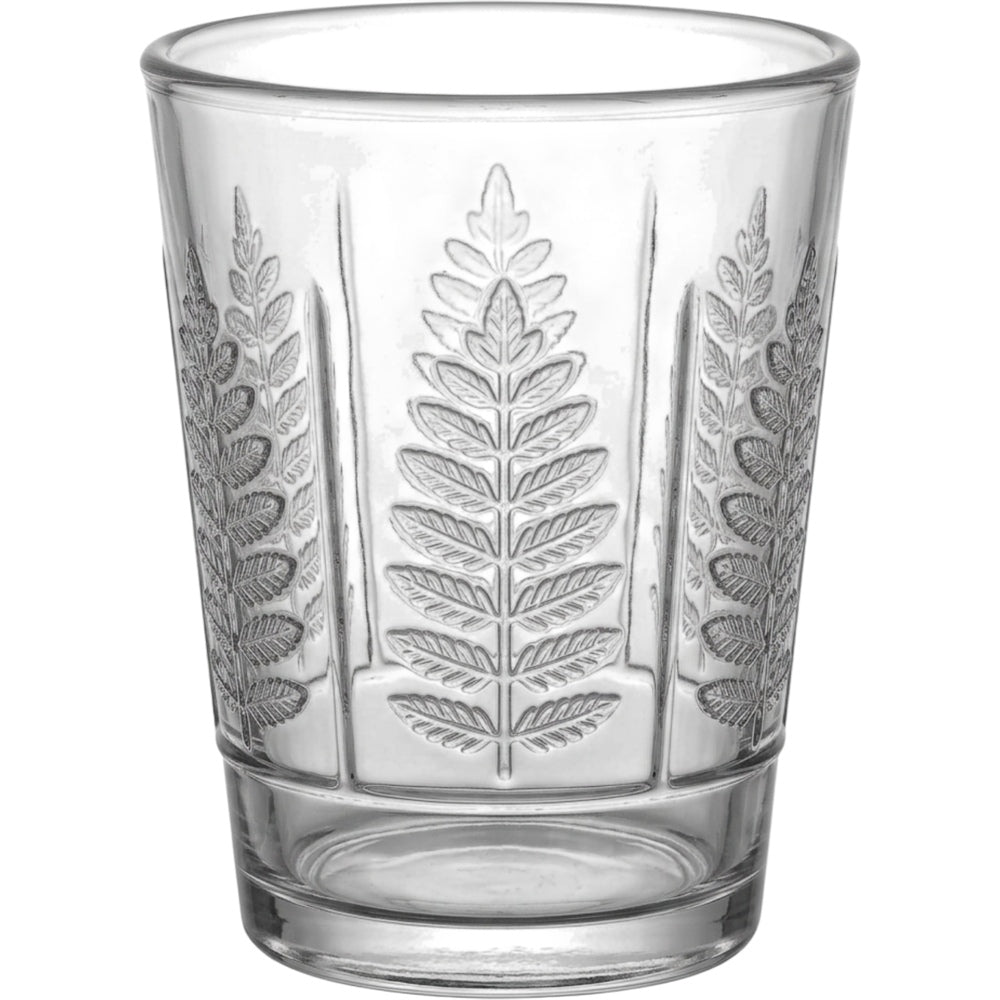 Hjxwt Twelve Ounce Six Panel Fern Embossed Glass Tumbler Clear - Product view