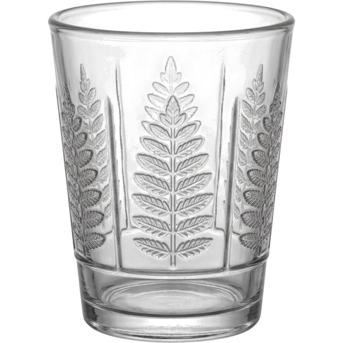Hjxwt Twelve Ounce Six Panel Fern Embossed Glass Tumbler Clear - Product view
