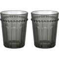 Hjxwt Two Pack Nine Ounce Beaded Crown Fluted Glass Cups Smoke - Product view